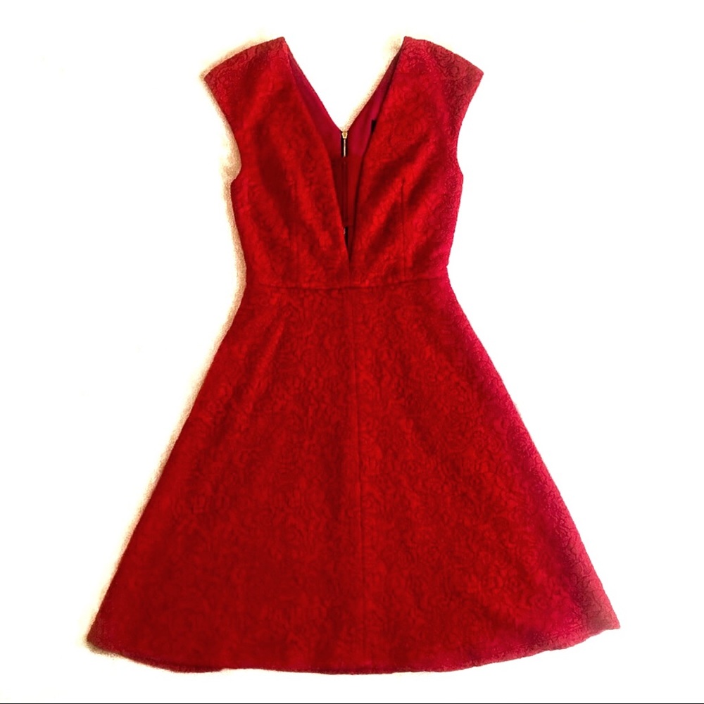 ABS textured red/pink floral dress size M